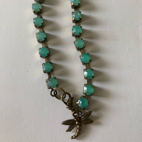 Bracelet aqua rhinestone dragonfly - Picture 2 of 7